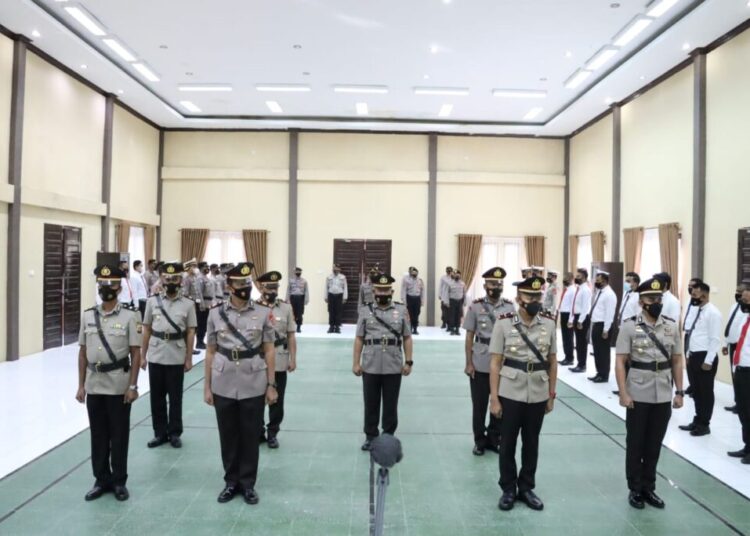 Kapolres Aceh Utara Pimpin Upacara Sertijab, Sejumlah Kapolsek Pindah Wilayah Tugas