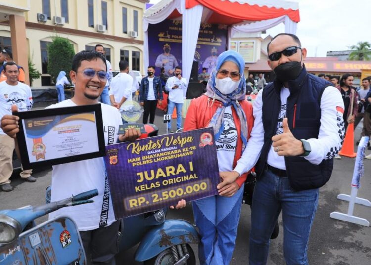 Semarakkan HUT Ke-76 Bhayangkara, Polres Lhokseumawe Gelar Kontes Vespa