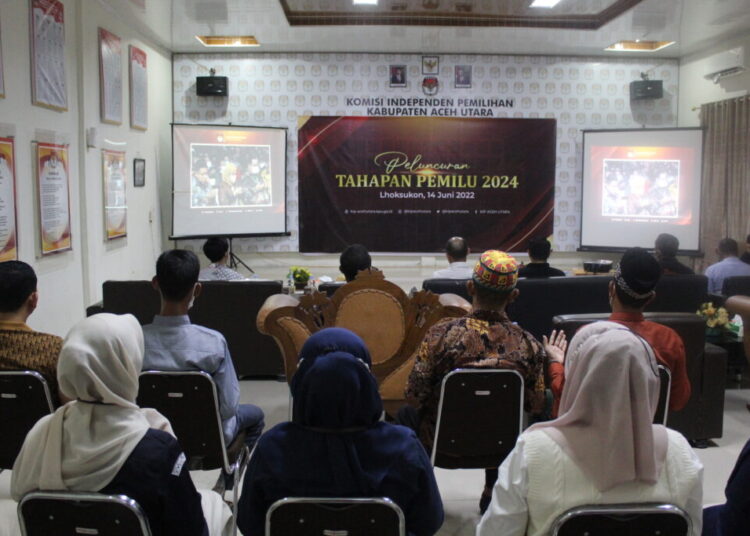 KIP Aceh Utara Gelar Nonton Bareng Peluncuran Tahapan Pemilu 2024