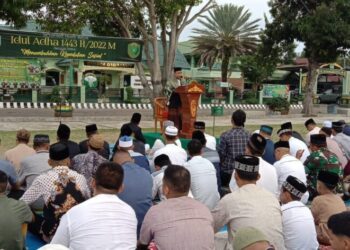 Ratusan Prajurit Kodim 0103/Aceh Utara Salat Iduladha Di Lapangan Sudirman