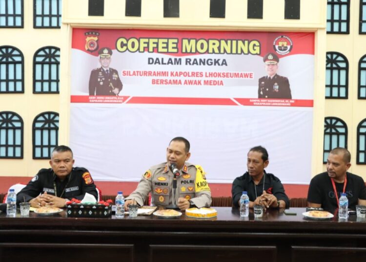 Perkuat Sinergitas, Kapolres Lhokseumawe Gelar ‘Coffee Morning’ Bersama Wartawan
