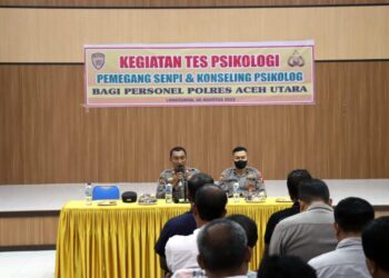 Penuhi Syarat Pemegang Senpi, 205 Personel Polres Aceh Utara Ikuti Tes Psikologi