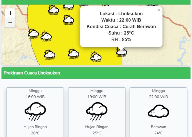 Aceh Utara Masih Berpotensi Hujan Lebat Tiga Hari Kedepan