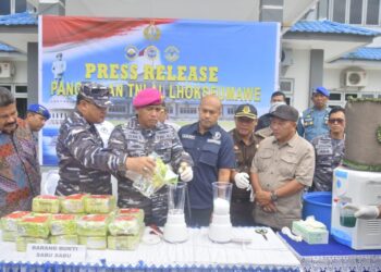 Lantamal I Belawan Musnahkan 23,98 Kilogram Sabu di Aceh Utara