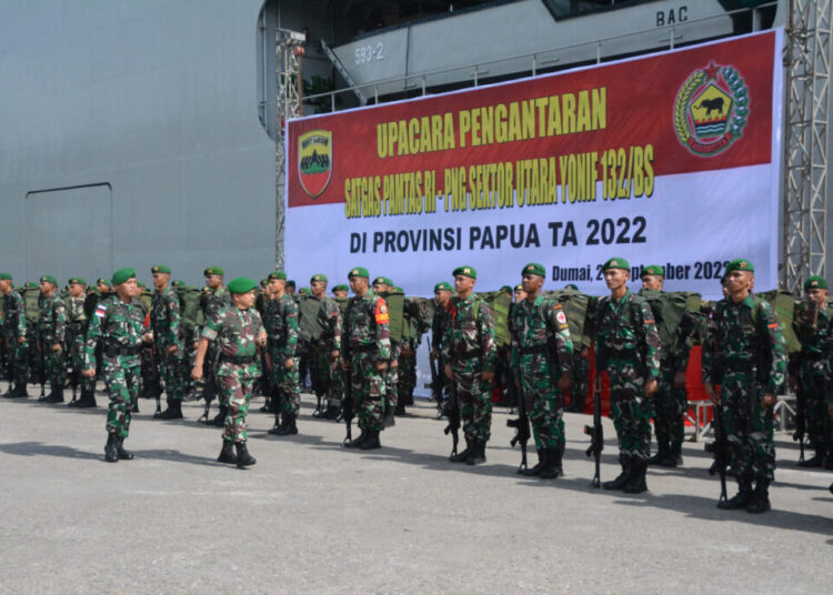 Pangdam Bukit Barisan Pimpin Upacara Pemberangkatan Satgas Pamtas RI-PNG 2022
