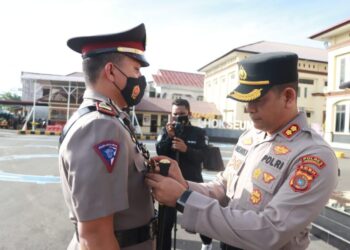 Kapolres Lhokseumawe Pimpin Upacara Sertijab, AKP Adek Taufik Jabat Kasat Lantas