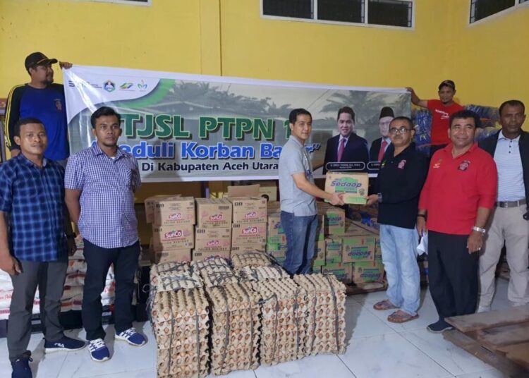 Bantu Korban Banjir di Aceh Utara, PTPN I Aceh Salurkan Sembako