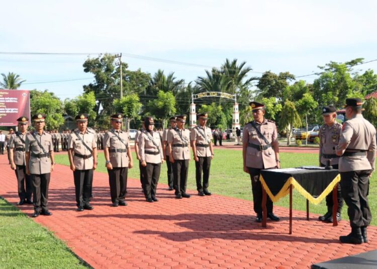 Kapolres Aceh Utara Pimpin Sertijab 2 Kabag dan 5 Kapolsek