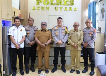 Jalin Sinergitas, Pj Bupati Mahyuzar Sambangi Polres Aceh Utara dan PN Lhoksukon