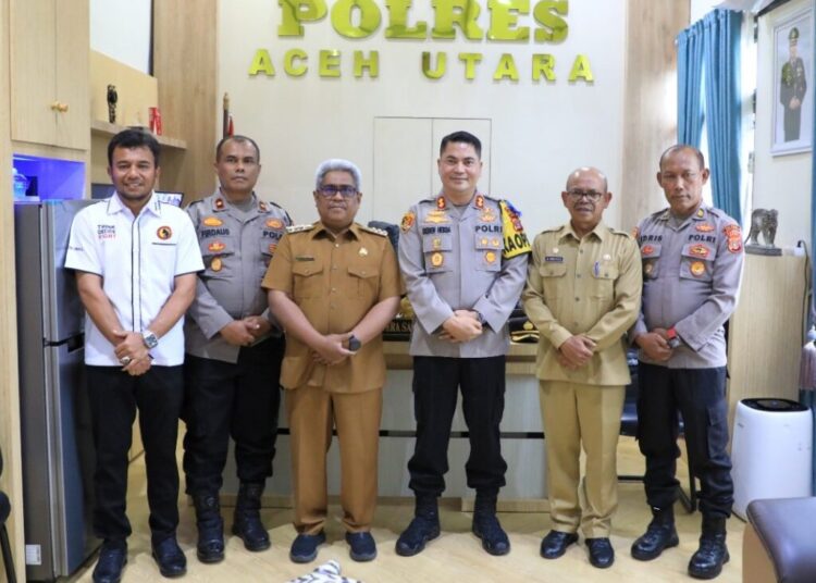 Jalin Sinergitas, Pj Bupati Mahyuzar Sambangi Polres Aceh Utara dan PN Lhoksukon