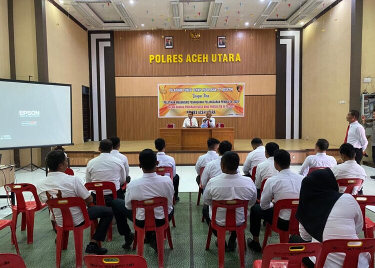 Polres Aceh Utara Gelar Pelatihan Fungsi Teknis Reskrim Terkait Pelanggaran Pemilu