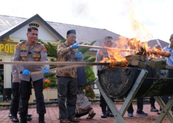 Polres Aceh Utara Musnahkan 65,5 Kilogram Barang Bukti Sabu dan Ganja