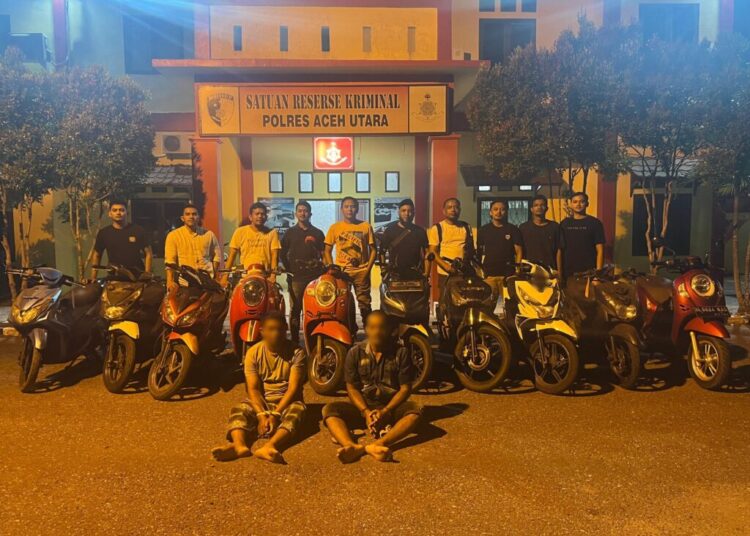 Sat Reskrim Polres Aceh Utara Tangkap Dua Tersangka Pelaku Curanmor, 10 Unit Sepmor Diamankan