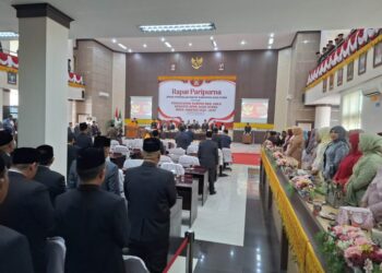 Pelantikan Anggota Dewan Perwakilan Rakyat Kabupaten (DPRK) Aceh Utara masa jabatan 2024-2029 dalam Rapat Paripurna di kantor DPRK setempat, Landing, Lhoksukon.