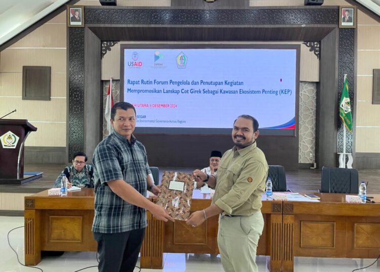 Rapat Evaluasi dan Closing Ceremony Pengelolaan Lanskap Cot Girek Tahun 2024 di Aula Setdakab Aceh Utara, Landing Lhoksukon, Jumat (6/12/2024). Foto: IST.