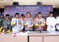 Pengungkapan kasus penyebaran ajaran menyimpang dari agama Islam dalam konferensi pers di Mapolres Aceh Utara