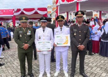 Geuchik Gampong Pante, Faisal Rahman, bersama Muspika Syamtalira Aron