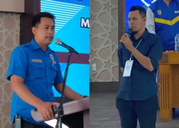 Ketua Panitia Musda XIII KNPI Aceh Utara, Zulfikar Mulieng (kiri) dan Sekretaris Panitia Muhammad Ali