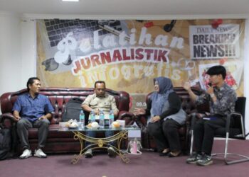 Pelatihan jurnalistik dan infografis yang digelar Lembaga Pers Mahasiswa Hukum (LPMH) Universitas Malikussaleh (Unimal) di Aula Bale Qanun, Fakultas Hukum Unimal