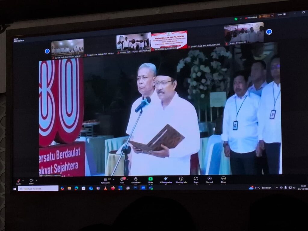Menteri Sosial RI Saifullah Yusuf melantik ASN PPPK Kemensos di Aceh Utara secara daring, Jumat (3/10/2025)