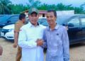 Wakil Ketua HKTI Aceh Utara, Rasyidin, bersama Anggota Komisi V DPR RI, H. Ruslan M. Daud (HRD), saat kunjungan kerja ke lokasi Proyek Strategis Nasional Bendung DI Krueng Pase, Aceh Utara, Senin (6/10/2025)