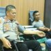 Kapolres Aceh Utara AKBP Trie Aprianto mendonorkan darah dalam aksi kemanusiaan yang digelar Polres Aceh Utara bekerja sama dengan UTD PMI Aceh Utara, Rabu (22/10)