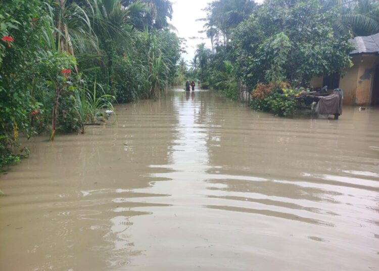 Banjir merendam permukiman warga di Kecamatan Tanah Jambo Aye, Aceh Utara