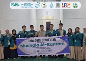 Mahasiswa KPM Kelompok 11 UIN SUNA Lhokseumawe bersama Apindo Banten meresmikan Musala Al-Bantani di Gampong Geudumbak, Langkahan, Aceh Utara