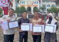 Empat pemuda inspiratif Aceh Utara resmi dinobatkan sebagai Pemuda Pelopor 2026 oleh Disporaparekraf Aceh Utara di HUT Sumpah Pemuda ke-98